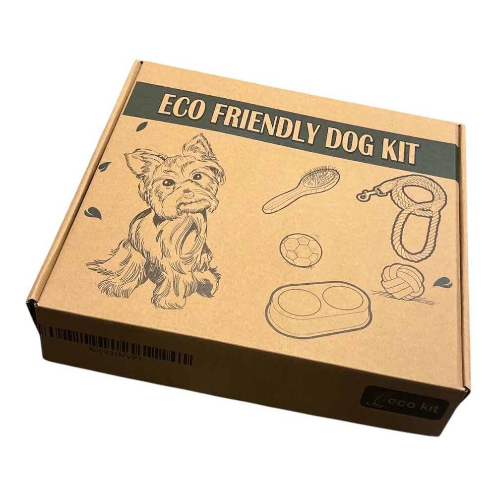ECO FRIENDLY DOG KIT New In Box Bamboo Brush Cotton Leash Dog Bowl Cotton Ball - Picture 4 of 6
